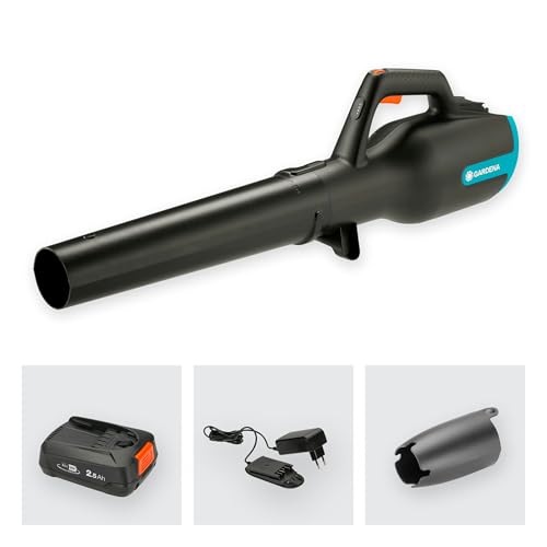 Gardena Akku-Laubbläser PowerJet 18V P4A Ready-to-Use Set: Laubreinigung, Verstellbare Geschwindigkeit, Hohe Luftmenge, Leichtgewicht, Kabellos