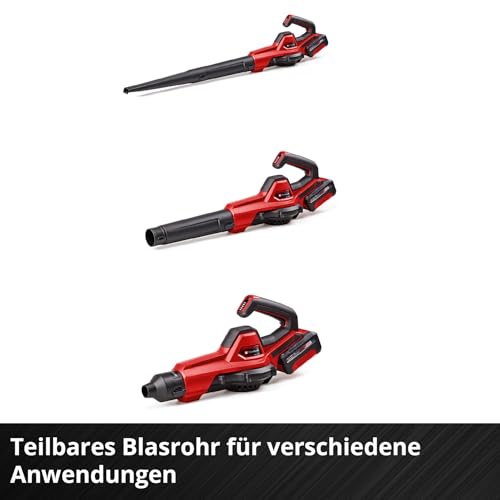 Einhell Akku-Universalbläser GE-UB 18/250 Li E (1x4,0Ah) Power X-Change (18 V, 250 km/h Luftgeschwindigkeit, 3-tlg. Rohr, Drehzahl mit LED-Anzeige