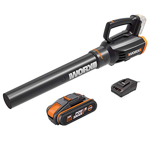 WORX 18V(20V MAX) Akku Laubbläser WG547E, 1 x 2,0Ah Akku, PowerShare, 2-Fach Geschwindigkeit, Turbine Technologie, 1 Std. Schnellladegerät, 120km/h
