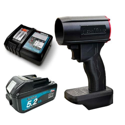 Aero Tools MK-1 Elektrischer kabelloser Laubbläser, 106 CFM, 18 V, mit Akku, Ladegerät und Tragetasche, für Makita BL1815N usw., 110 MPH, 1,0 kg