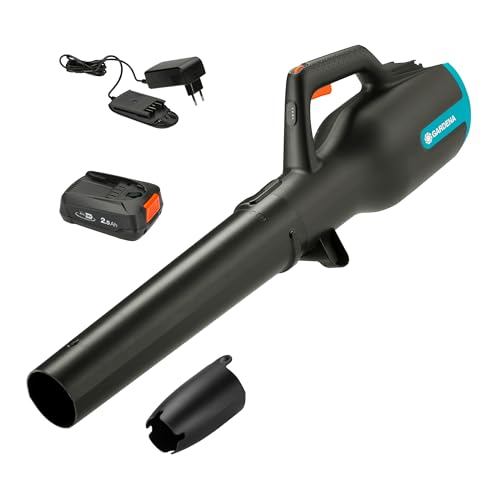 Gardena Akku-Laubbläser PowerJet 18V P4A Ready-to-Use Set: Laubreinigung, Verstellbare Geschwindigkeit, Hohe Luftmenge, Leichtgewicht, Kabellos