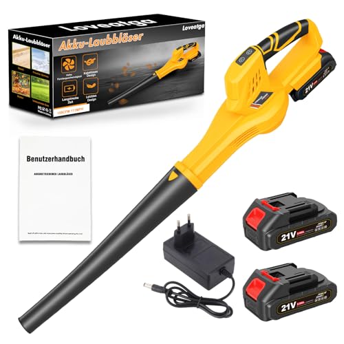 Laubbläser Akku 21V, 6-Gang Variable Geschwindigkeit, kabelloser Laubgebläse mit 2X 2.0Ah Akku & Ladegerät, 15000 U/min starker Motor, 158 CFM