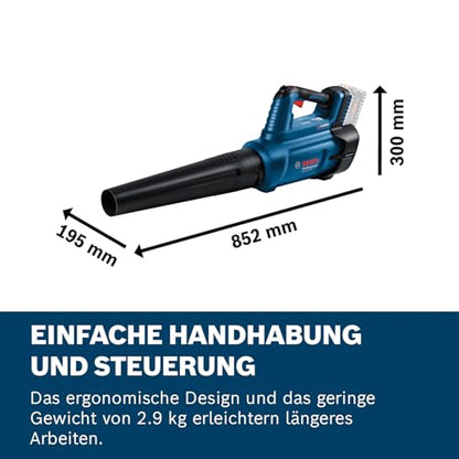 Bosch Professional 18V System Akku-Gebläse GBL 18V-750 (Volumenstrom von 780 m³/h, Luftgeschwindigkeit von bis zu 198 km/h, variable Drehzahl)