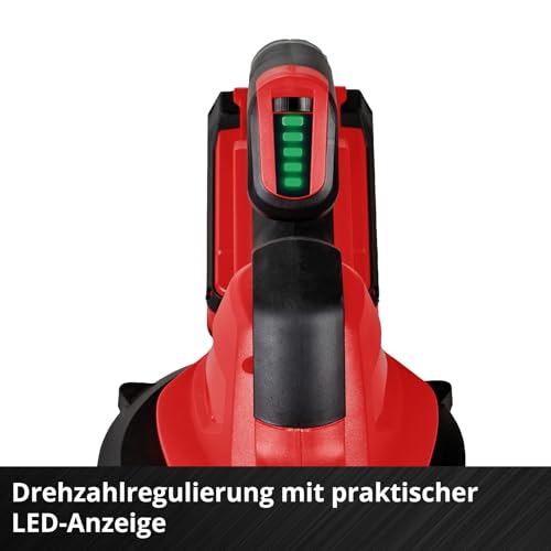 Einhell Akku-Universalbläser GE-UB 18/250 Li E (1x4,0Ah) Power X-Change (18 V, 250 km/h Luftgeschwindigkeit, 3-tlg. Rohr, Drehzahl mit LED-Anzeige