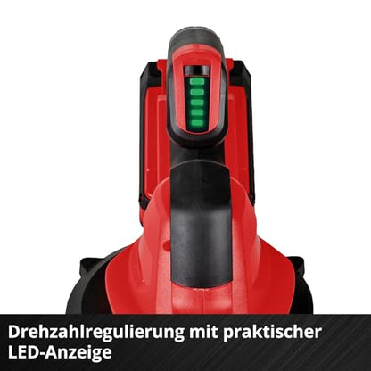 Einhell Akku-Universalbläser GE-UB 18/250 Li E (1x4,0Ah) Power X-Change (18 V, 250 km/h Luftgeschwindigkeit, 3-tlg. Rohr, Drehzahl mit LED-Anzeige