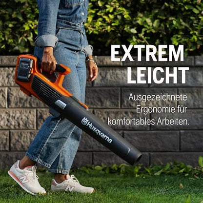 Husqvarna 122iB Akku-Laubbläser Kit – 36V kabellos, 10,3 m³/min Luftstrom, leichtes 2 kg-Design, 3-Stufen-Geschwindigkeitsregelung und bürstenloser