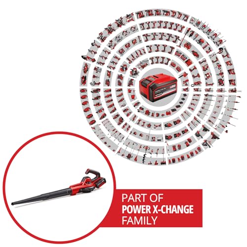 Einhell Akku-Universalbläser GE-UB 18/250 Li E (1x4,0Ah) Power X-Change (18 V, 250 km/h Luftgeschwindigkeit, 3-tlg. Rohr, Drehzahl mit LED-Anzeige