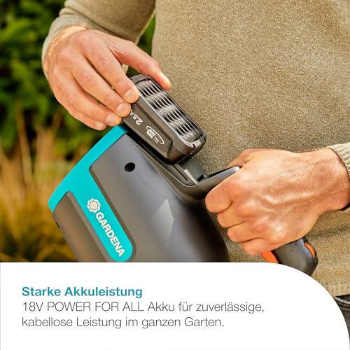 Gardena Akku-Laubbläser PowerJet 18V P4A Ready-to-Use Set: Laubreinigung, Verstellbare Geschwindigkeit, Hohe Luftmenge, Leichtgewicht, Kabellos