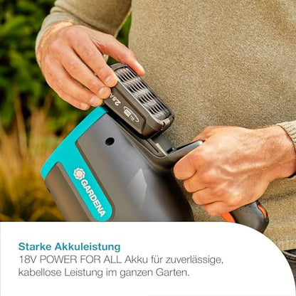 Gardena Akku-Laubbläser PowerJet 18V P4A Ready-to-Use Set: Laubreinigung, Verstellbare Geschwindigkeit, Hohe Luftmenge, Leichtgewicht, Kabellos